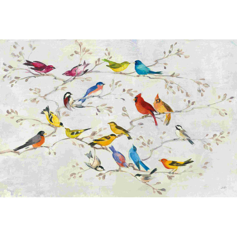 «A Little Bird Told Me» par Julia Purinton - peinture sur toile tendue, H 8 po x l 12 po, Non, Toile tendue