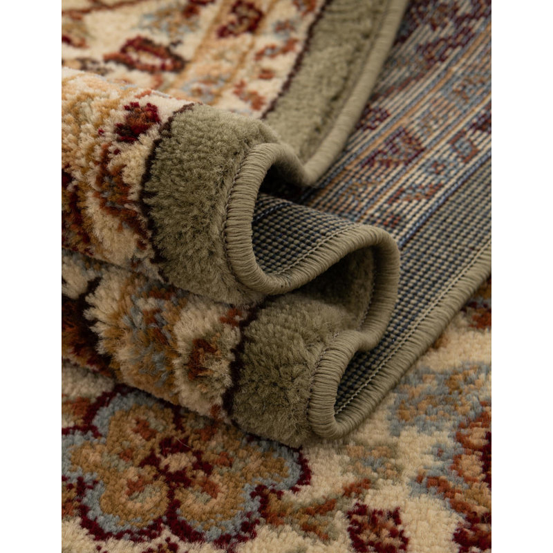 Niles Oriental Light Green Area Rug, Round 7'1"