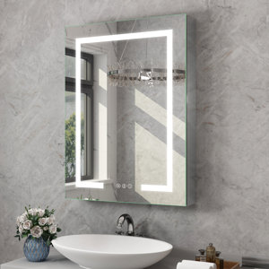 Hartli Recessed or Surface Mount LED Medicine Cabinet Mirror with Dimmable Light & Socket