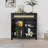 Bonetta Black Rattan Cabinet with Drawer and 2 Doors Accent Cabinet with Adjustable Shelves