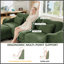 Canapé surdimensionné 4 places en chenille avec soutien lombaire, 4 coussins lombaires raffinés, design ergonomique incurvé, canapé modulaire facile à monter pour salon ou bureau, vert-618239228