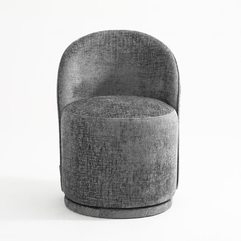 Upholstered Swivel Barrel Chair, Grey Chenille