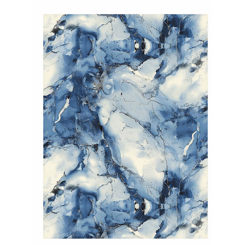 Motif abstrait de géodes de marbre bleu abstrait, impression d'art moderne sans cadre, H 7 po x l 5 po