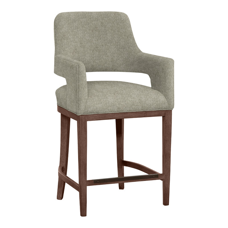 Josie Upholstered Stool with Solid Wood Frame, Walnut, Counter Stool (26.5" Seat Height), Perigold Etta Vapor