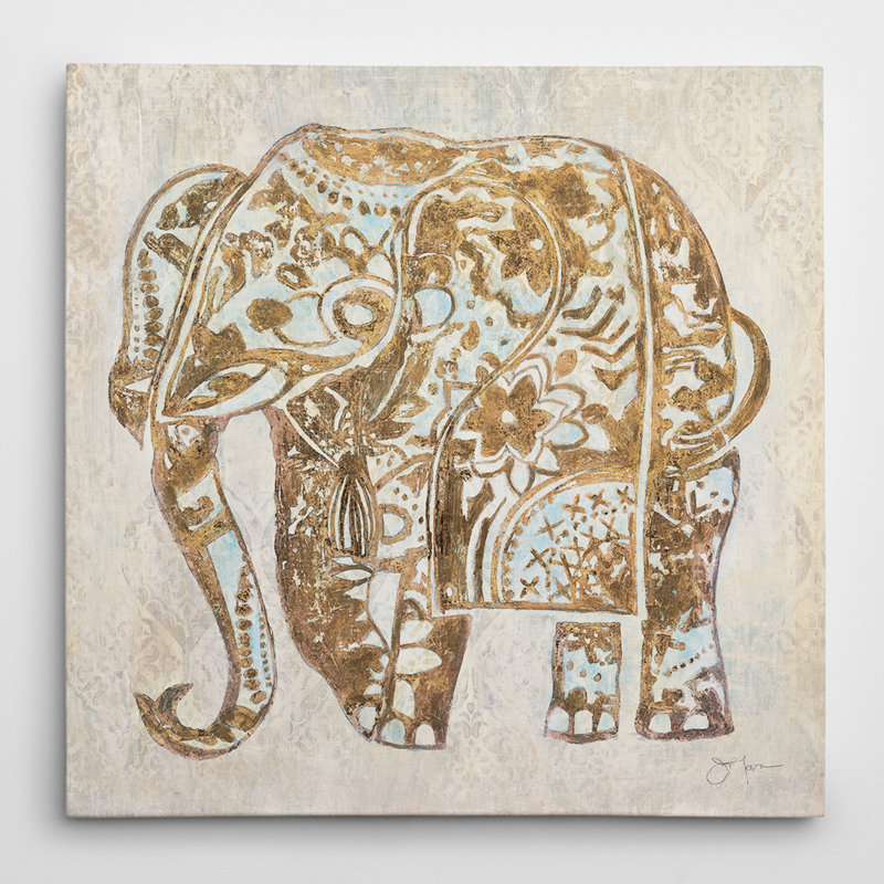 " Boho Elephant ", 24" H x 24" W, Wrapped Canvas, No Frame