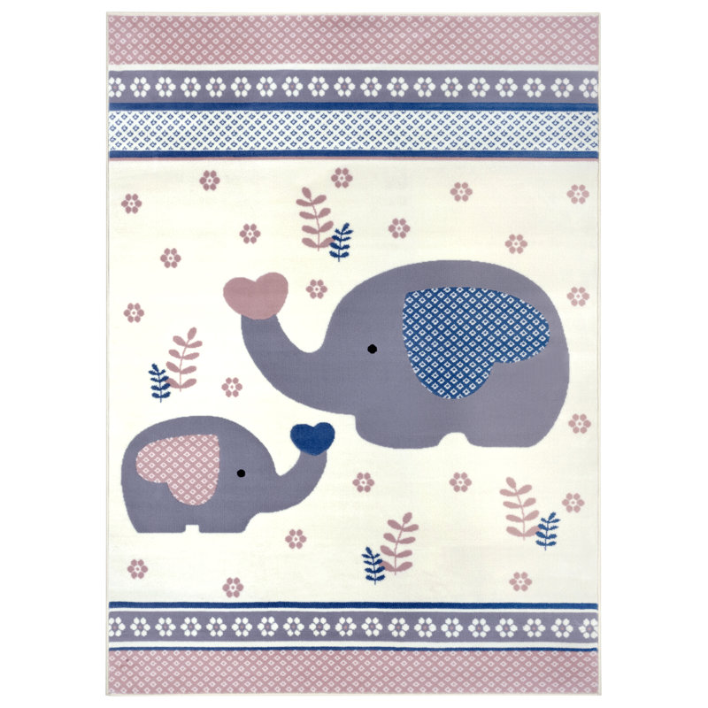 Happy Elephant Tufted Beige/Grey Rug, Rectangle 160 x 220cm