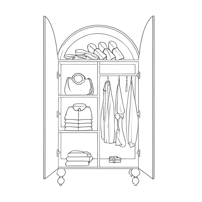 Armoire en bois à motif de lapin, Ivoire blanc