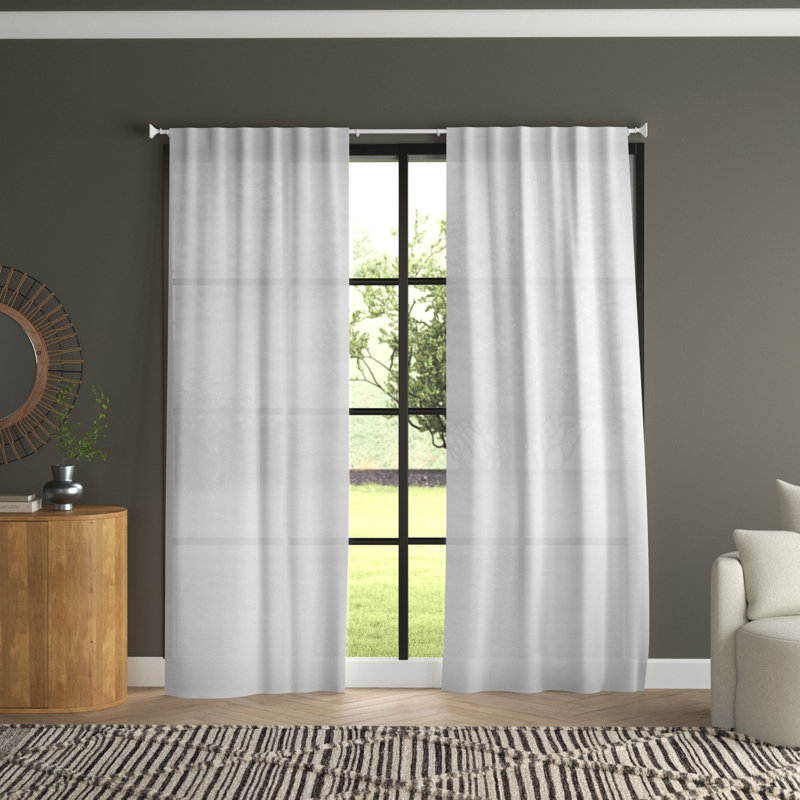 Solano Linen Semi Sheer Curtain Single Panel, Beige, 50" W x 108" L
