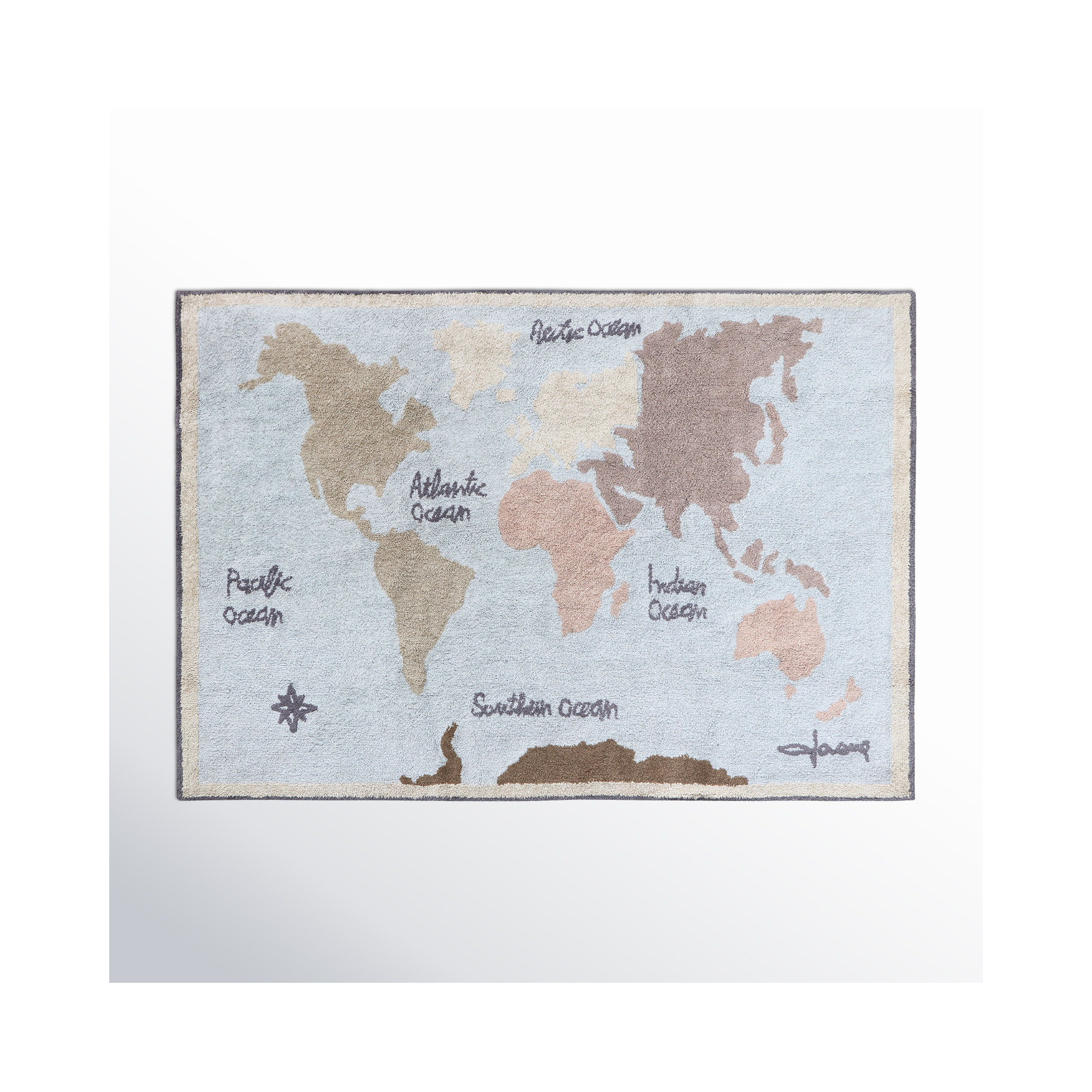 Handmade Cotton Blue/Brown/Gray/Beige Rug