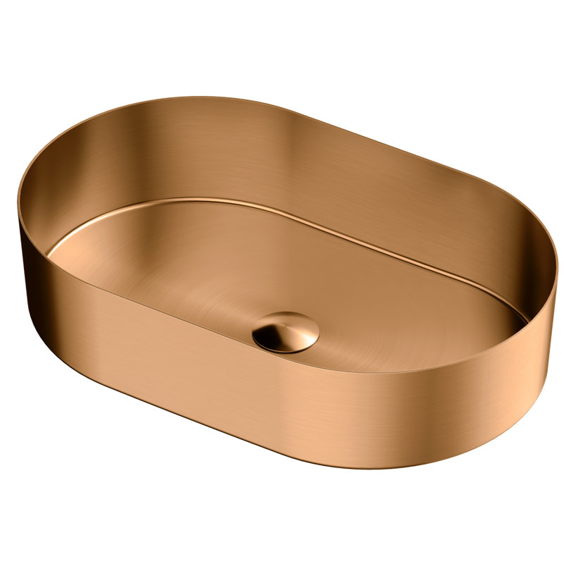 Karran Cinox 13.75'' Stainless Steel Oval Bathroom Sink, Copper