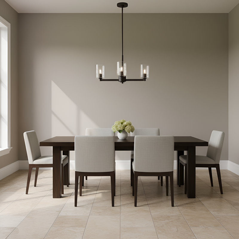 Fullton Dining Room Chandelier With Clear Shade, 10.375" H x 21.625" W x 21.625" D, Midnight Black, 3 Lights