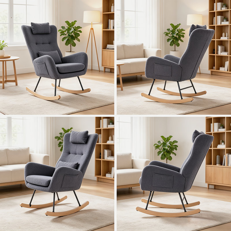 Chaise berçante en tissu Teddy
