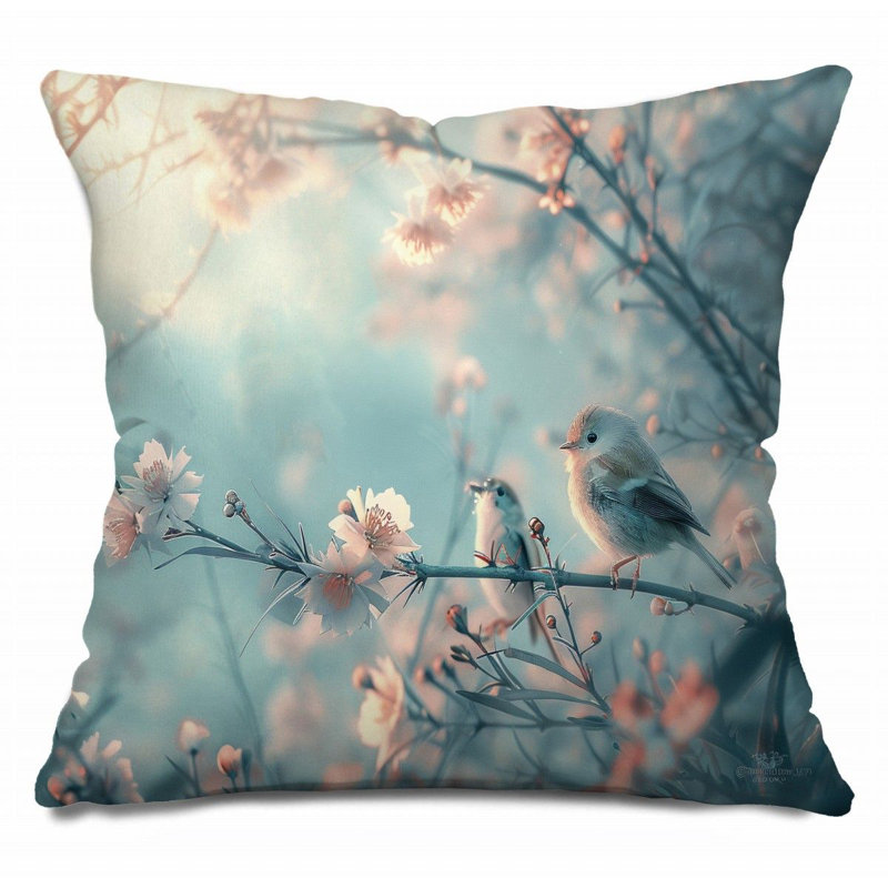 Coussin Trendy, H 14 po x l 14 po, Rose / bleu clair