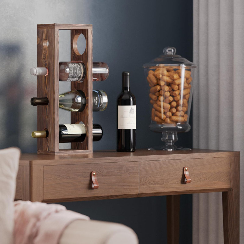 Étagère de rangement murale pour 4 bouteilles en bois