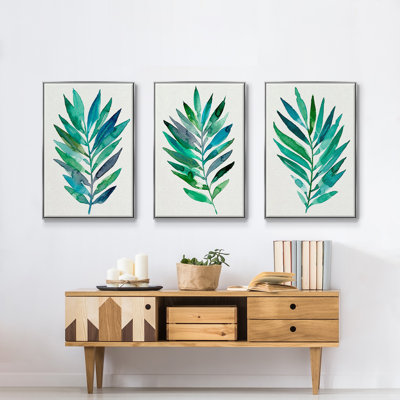 «Palm Frond Flow I», reproduction sur toile 3 pièces