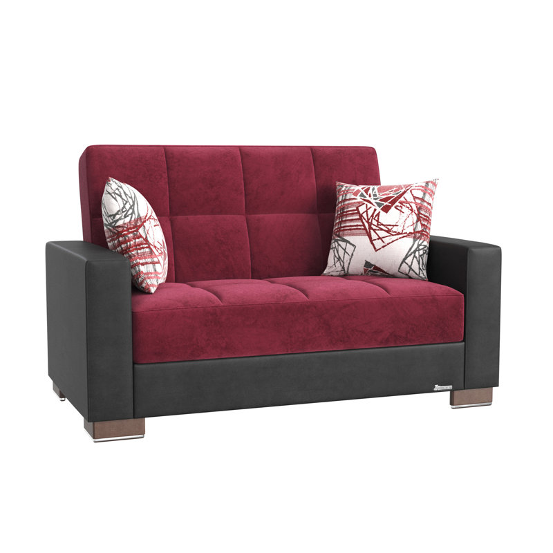 Causeuse convertible avec rangement en microfibre de polyuréthane bourgogne / noir Primenest Collection Zenaero, Bourgogne