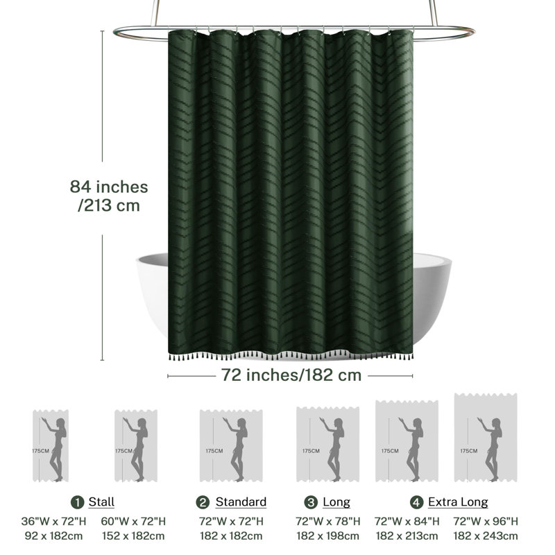 Akhsa Fabric Shower Curtain, Dark Green