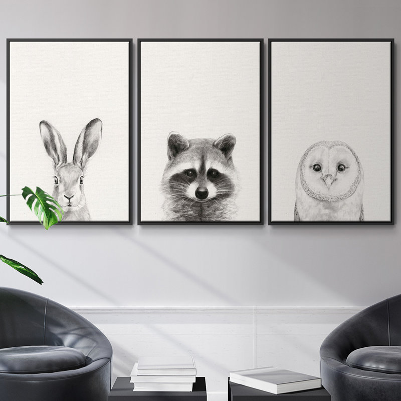 Ensemble de 3 tasses à animaux I, H 27 po x l 54 po, Noir