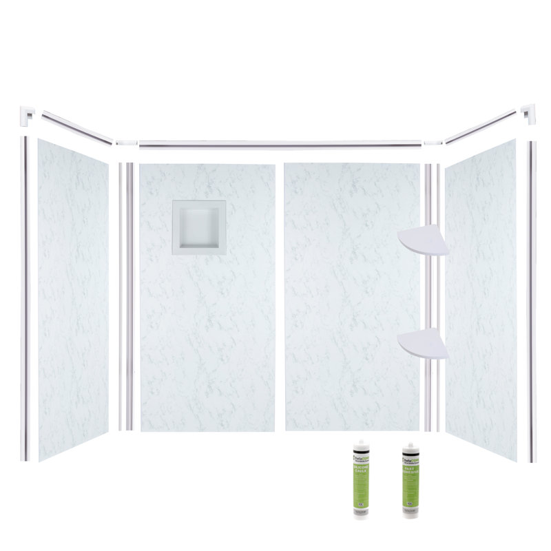 Mur de douche à quatre panneaux H 96 po x P 48 po, Blanc