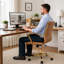 Fauteuil de bureau pivotant en cuir Naudain-132200685-58177231