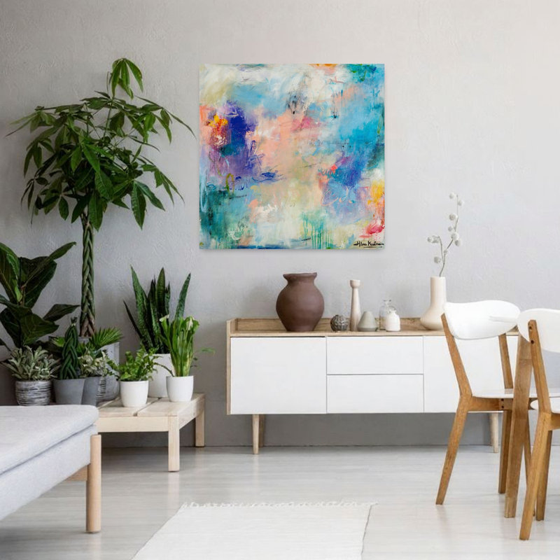 Morning Reflections, art abstrait contemporain, H 36 po x l 36 po