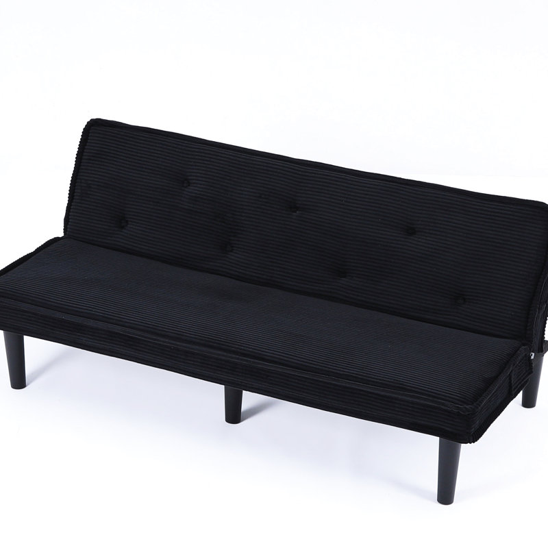 2 - Seater Corduroy Bed, Simple And Elegant Design, Upholstery, Solid Wood + Based Panel Frame, Button Decorated Fashionable Skin Fabric, Adorned , Ideal For Living Room