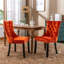 Chaises de salle à manger rembourrées en velours orange avec dossier solide et pieds en bois, 2 coussins de structure, 2-240074607