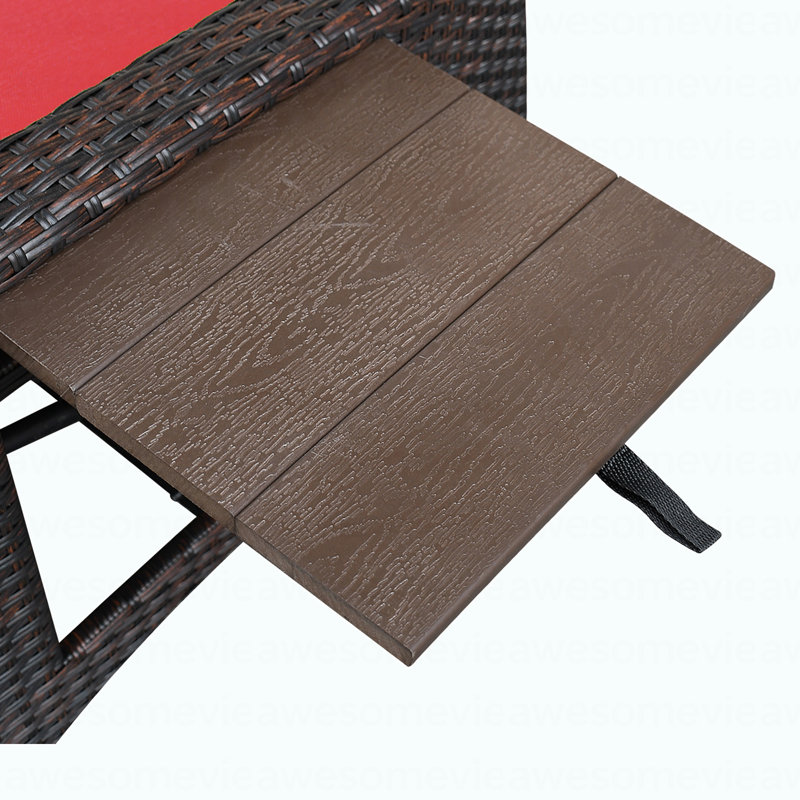 Outdoor Recliner Chair,2 Buckle Adjustment Mechanism Reclining Lounge Chair And Removable Soft Cushion, With Modern Armchair And Ergonomic For Home, Sunbathing Or Relaxation (Brown + Red)