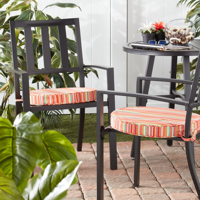 Outdoor Round Dining Chair Seat Pad, Watermelon Stripe