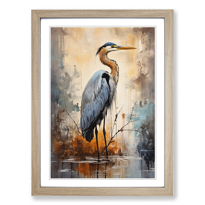 Heron Modern Art - Framed Print