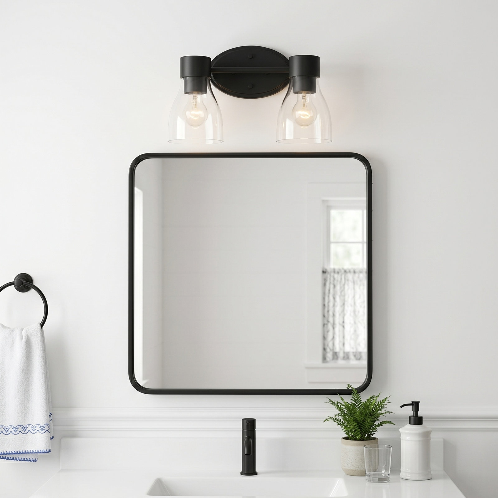 Jessa Dimmable Vanity Light, Satin Black, 2