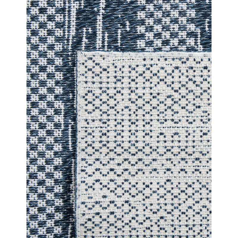 Tapis bleu marine en coton tissé à la machine à motif géométrique Jiacheng, Tapis de couloir 2 pi 7 po x 10 pi