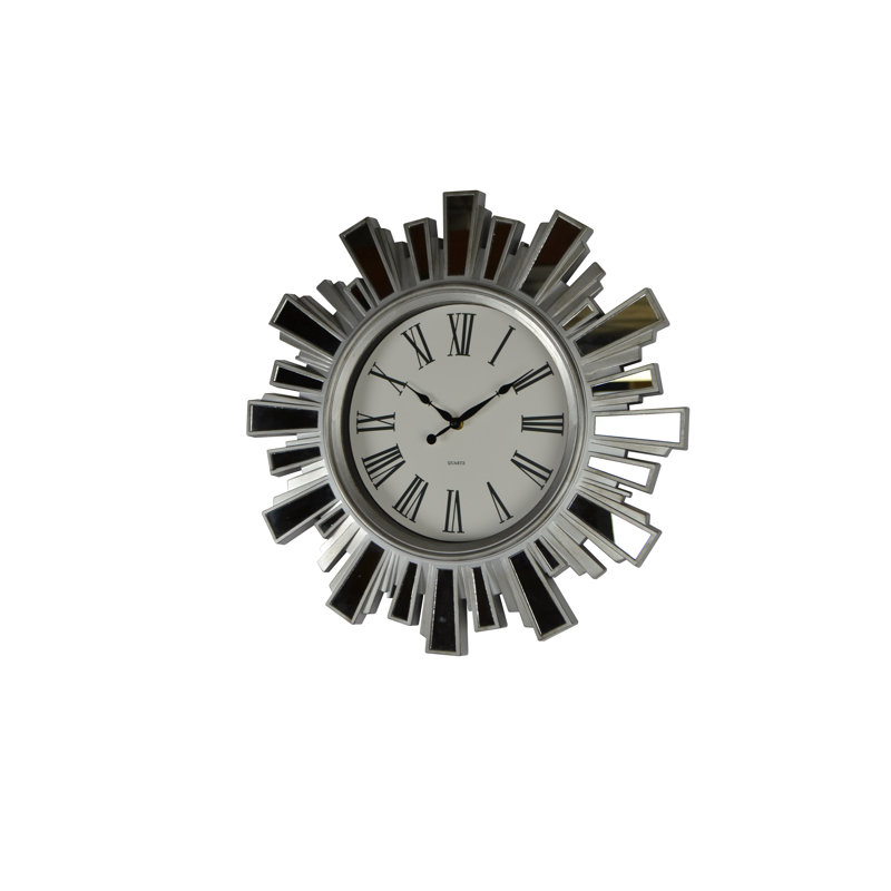 19.5" Silver and Mirror Starburst Wall Clock