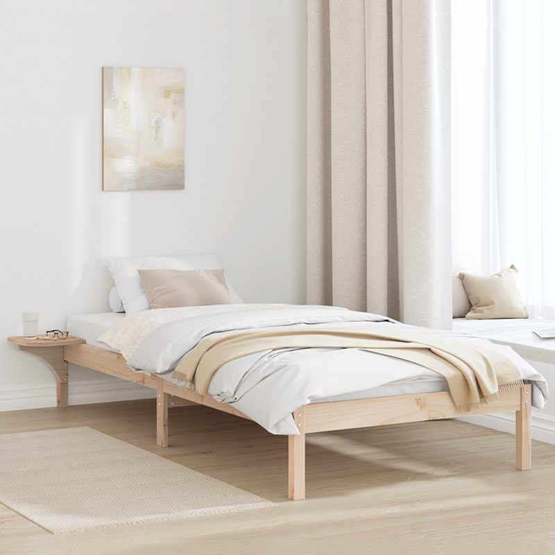 Bed Frame Solid Pine Wood, Single (3'), Brown