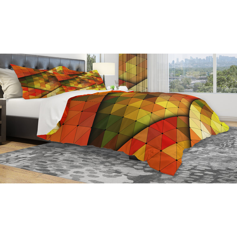 Modern & Contemporary Geometric Shapes Duvet Cover, King Duvet Cover + 2 Shams