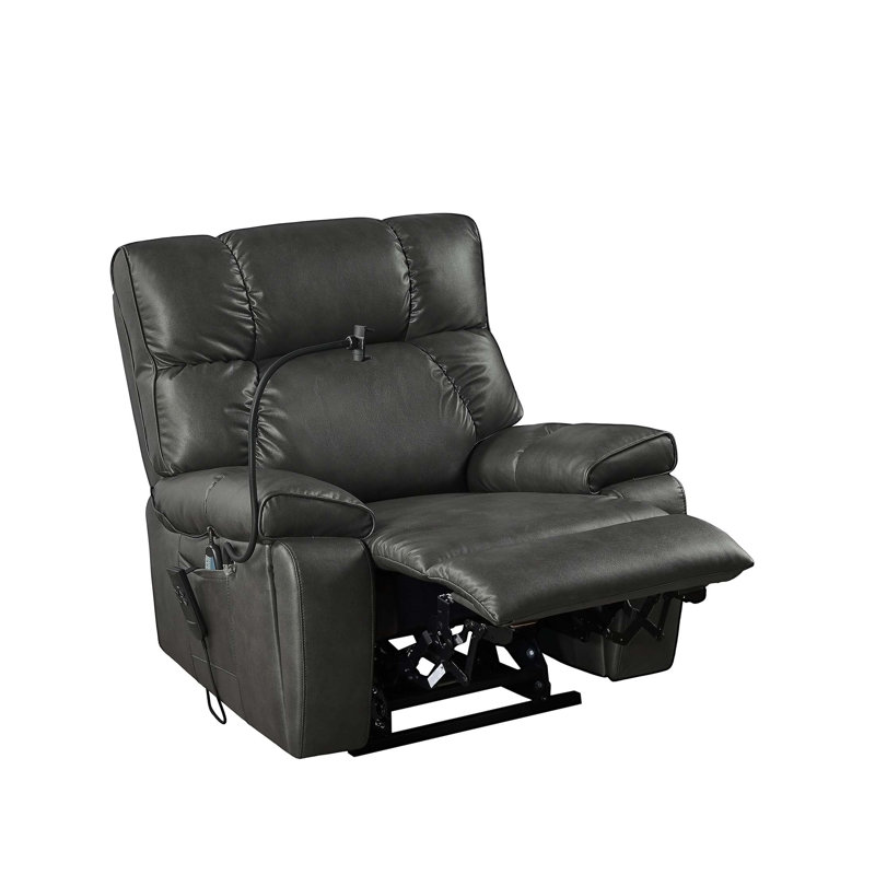 Gobrias Faux Leather Heated Massage Chair, Gray Leather