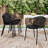 Set Of 2 Outdoor Patio Dining Chair, Stackable With Breathable Design, Modern Simple Art Style, Metal Legs And Plastic Backrest-1969636401