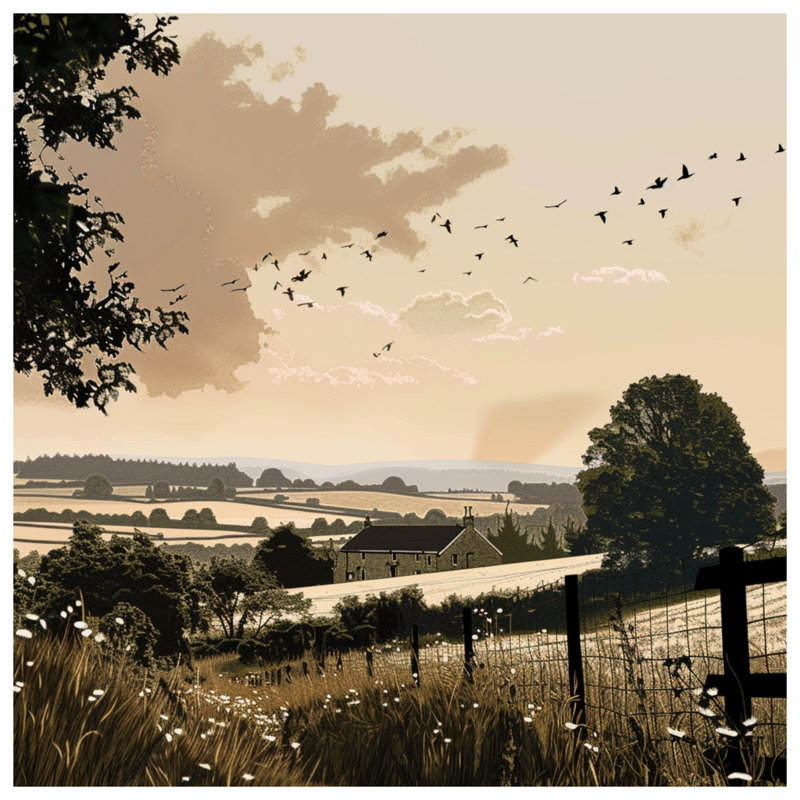 Coussin décoratif paysage, coussins double face nature, Carré 26 po, Paysage beige