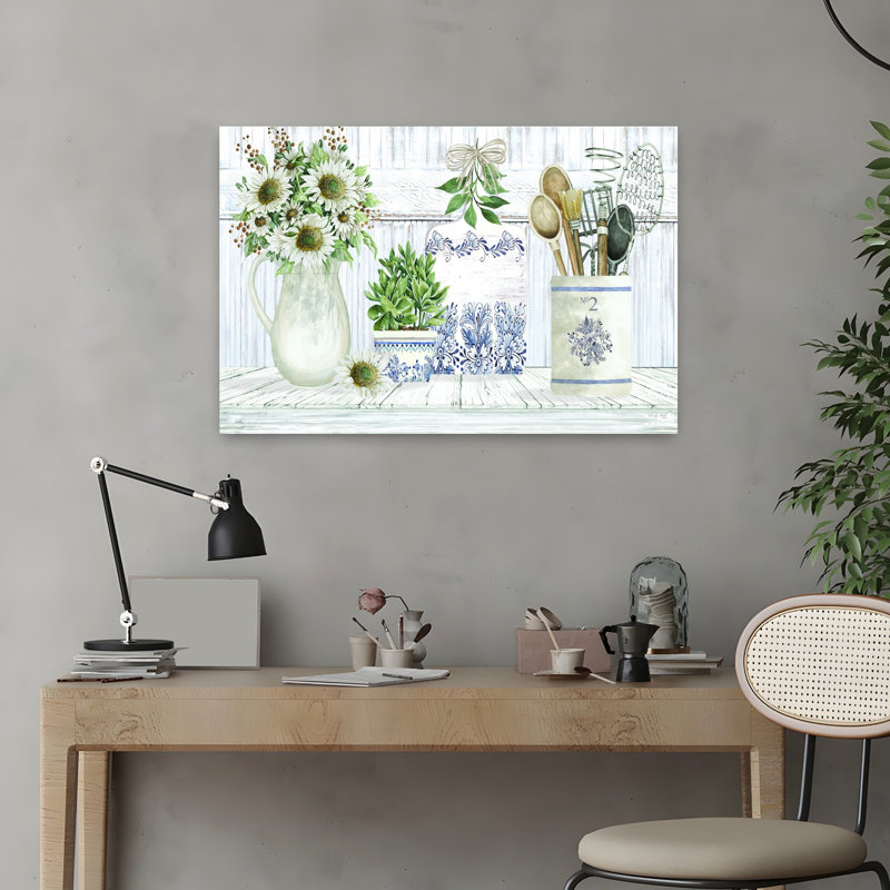 Art contemporain, art floral rétro, H 16 po x l 24 po