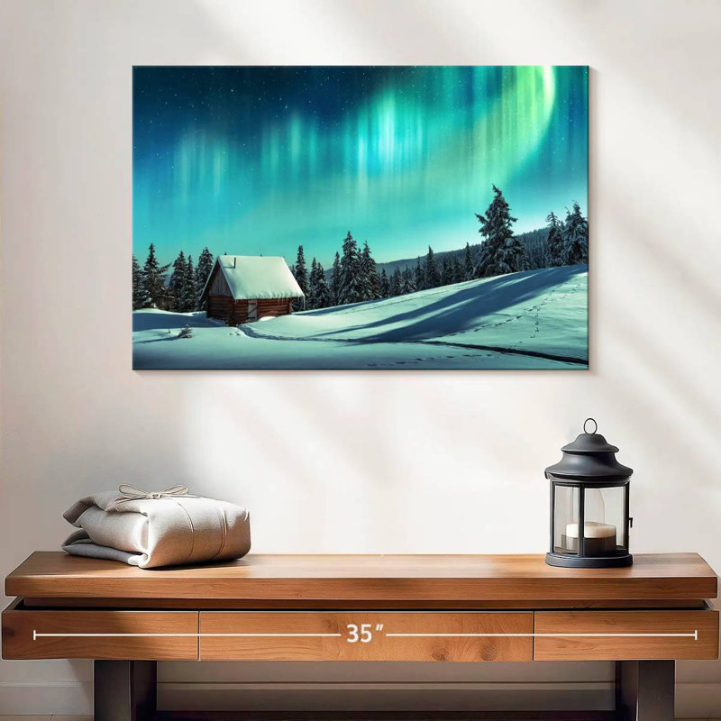 Alvord Snowy Cabin Aurora, H 16 po x l 24 po