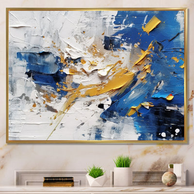 «Blue Yellow Cubist Kaleidoscope - Cubism», reproduction sur toile encadrée