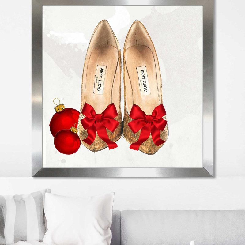Christmas Holiday Heels (Square) par By Jodi - impression, H 31,5 po x l 31,5 po x P 1 po, Encadrement argenté