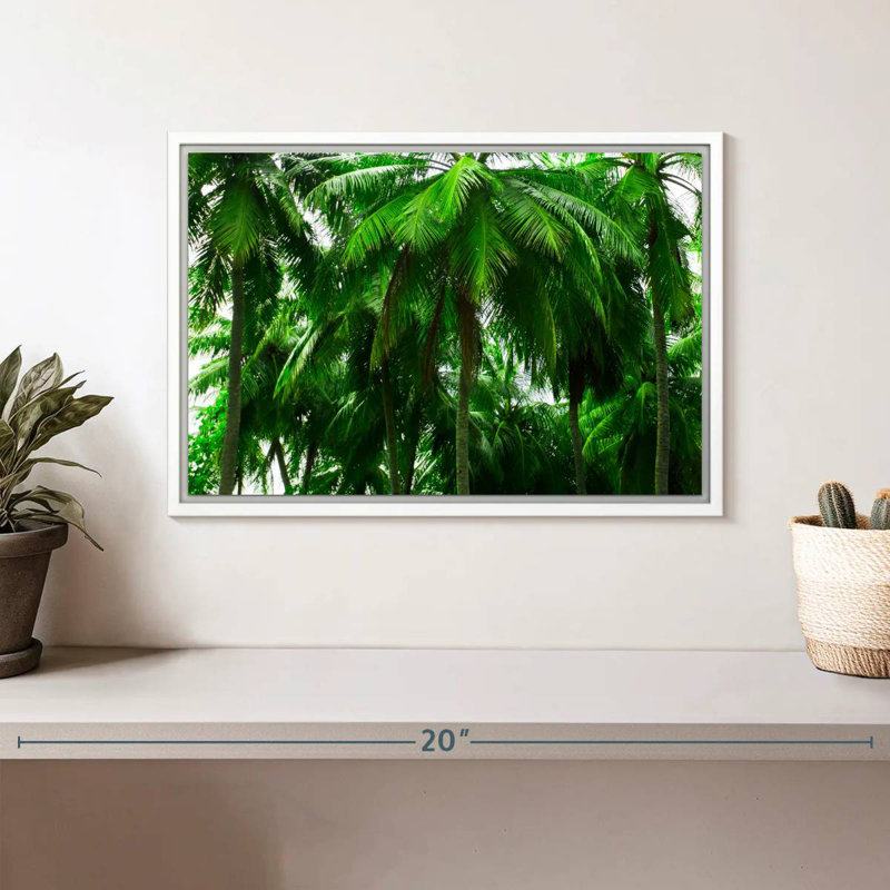 Palmier forêt, Cadre flottant blanc, 13 po x 9 po