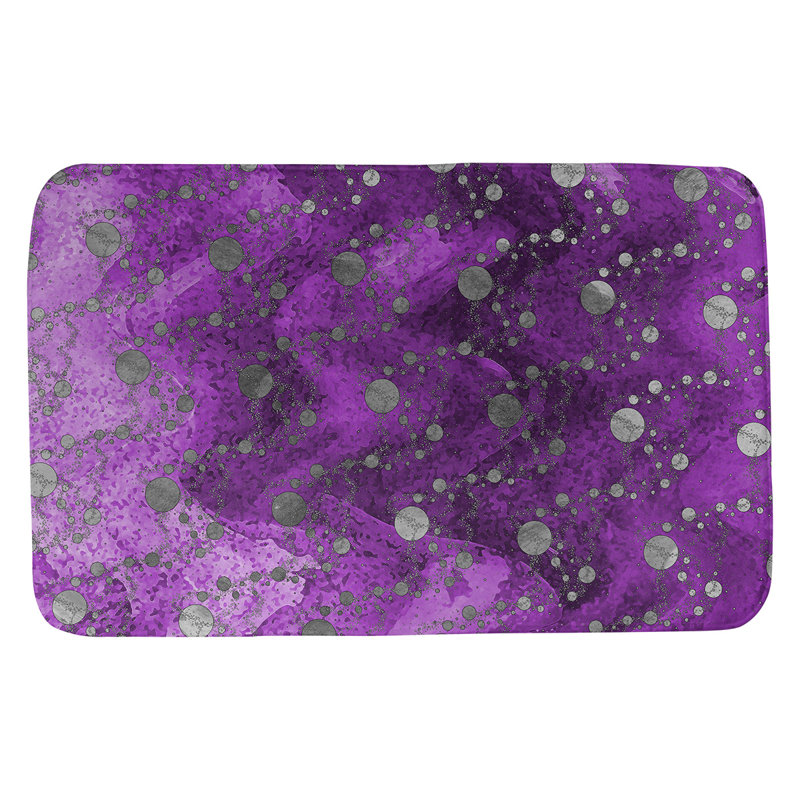 Tapis de salle de bain planet stars, l 21 po x L 34 po, Violet / gris