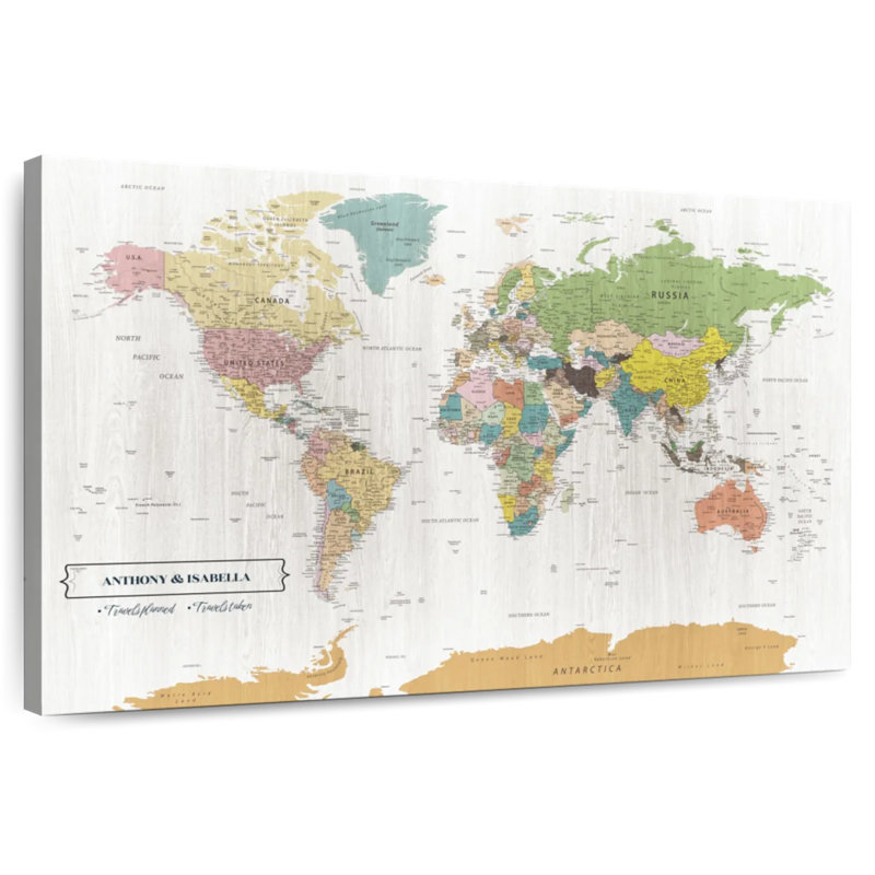 Carte du monde personnalisée avec punaise, H 20 po x l 30 po, Oui