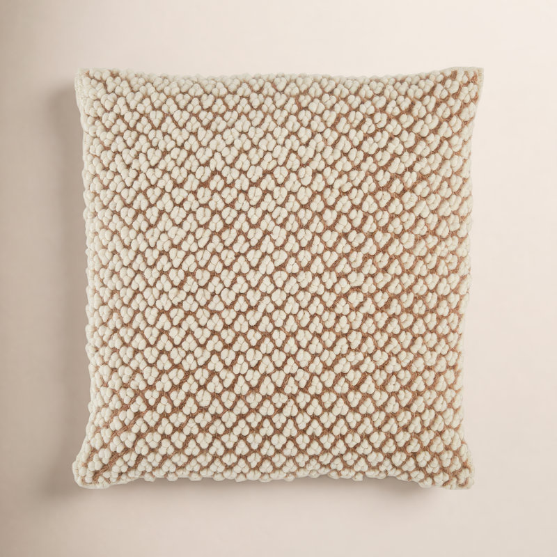 Toulon Embroidered Wool Blend Throw Pillow, Tan, Pillow Cover Only - No Insert