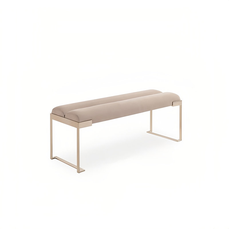 Banc rembourré en tissu, H 17,71 po x l 62,99 po x P 15,74 po