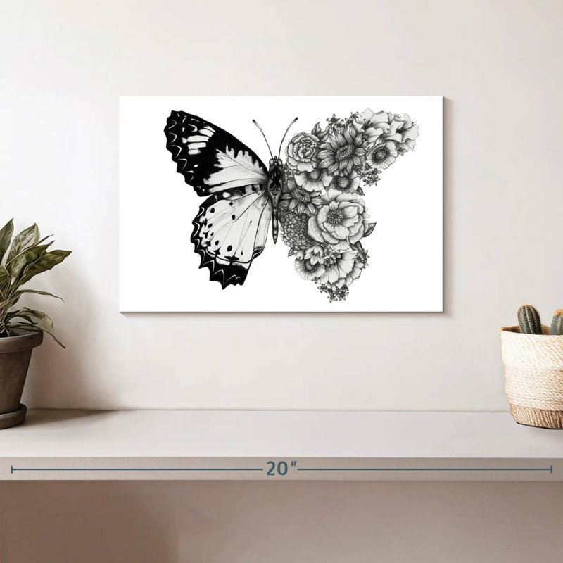 Brampt papillon en fleurs I, H 8 po x l 12 po