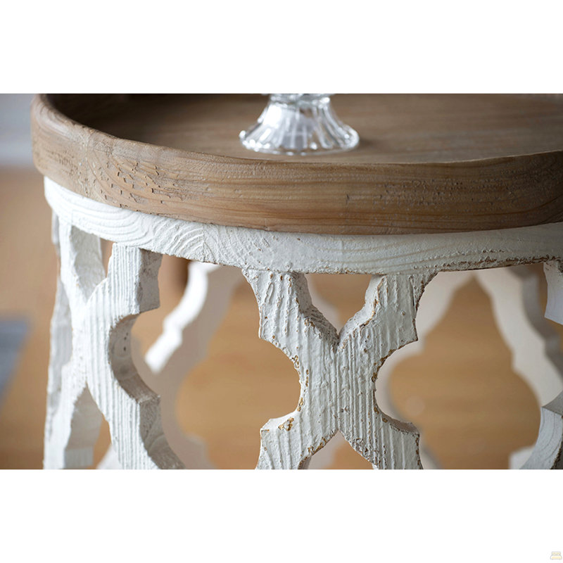 Grande table d'appoint 23 po blanche vieillie