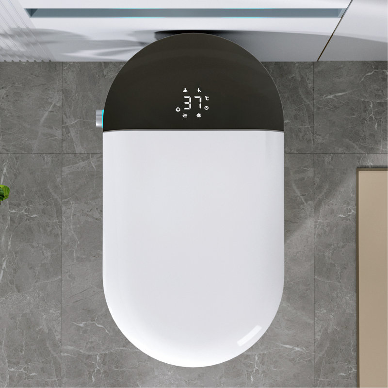 Smart Toilet With Foot - Kick Flushing, Less Than 1.28 Gallons Per Flush, Chair Height Design, White Porcelain, Easy Installation Built In Bidet, Lid Opening, Heated Seat, Rinse Function, Multi Mode
